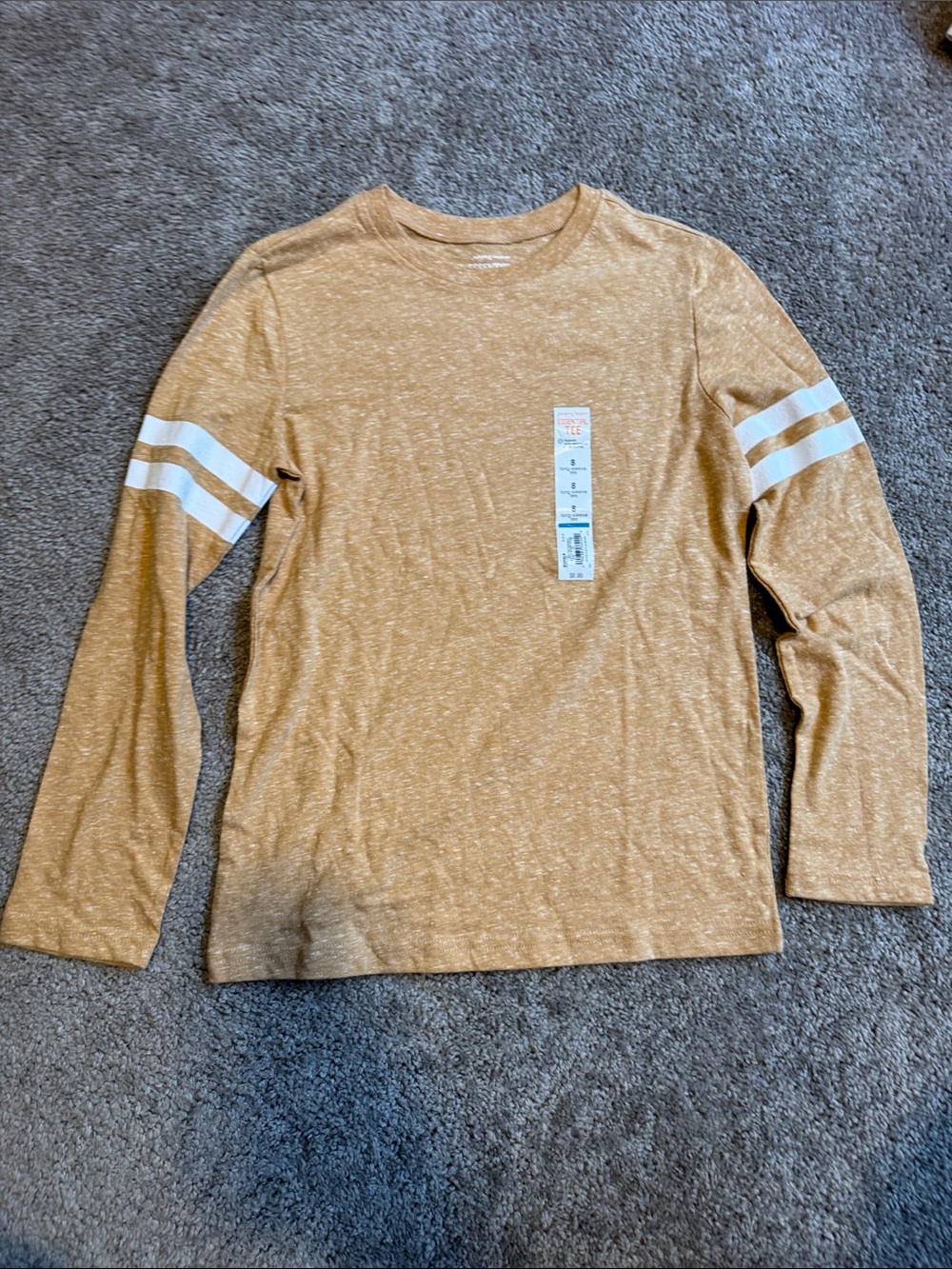 Jumping Beans Essential Tee Long Sleeve Striped Sleeve Brown & White Size 8